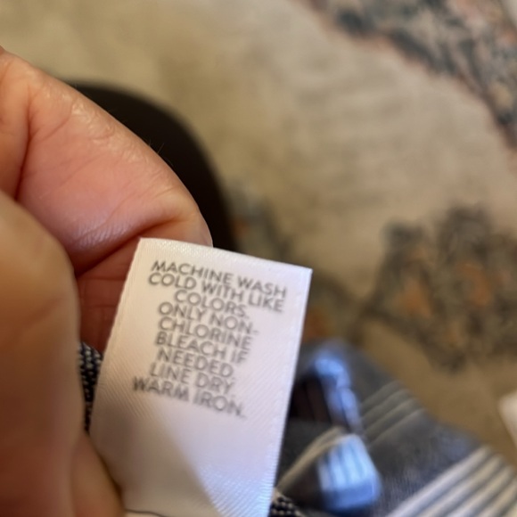 J Jill XL Linen blend Striped Wide Leg Crop Pants with side button detail - Picture 8 of 8